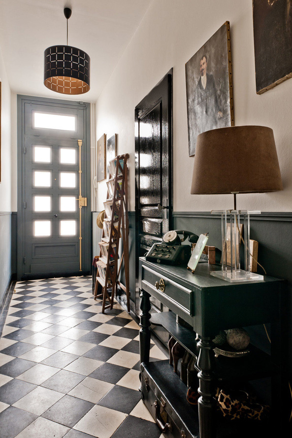 Foyer Flooring Inspiration Black White Checkered Tile